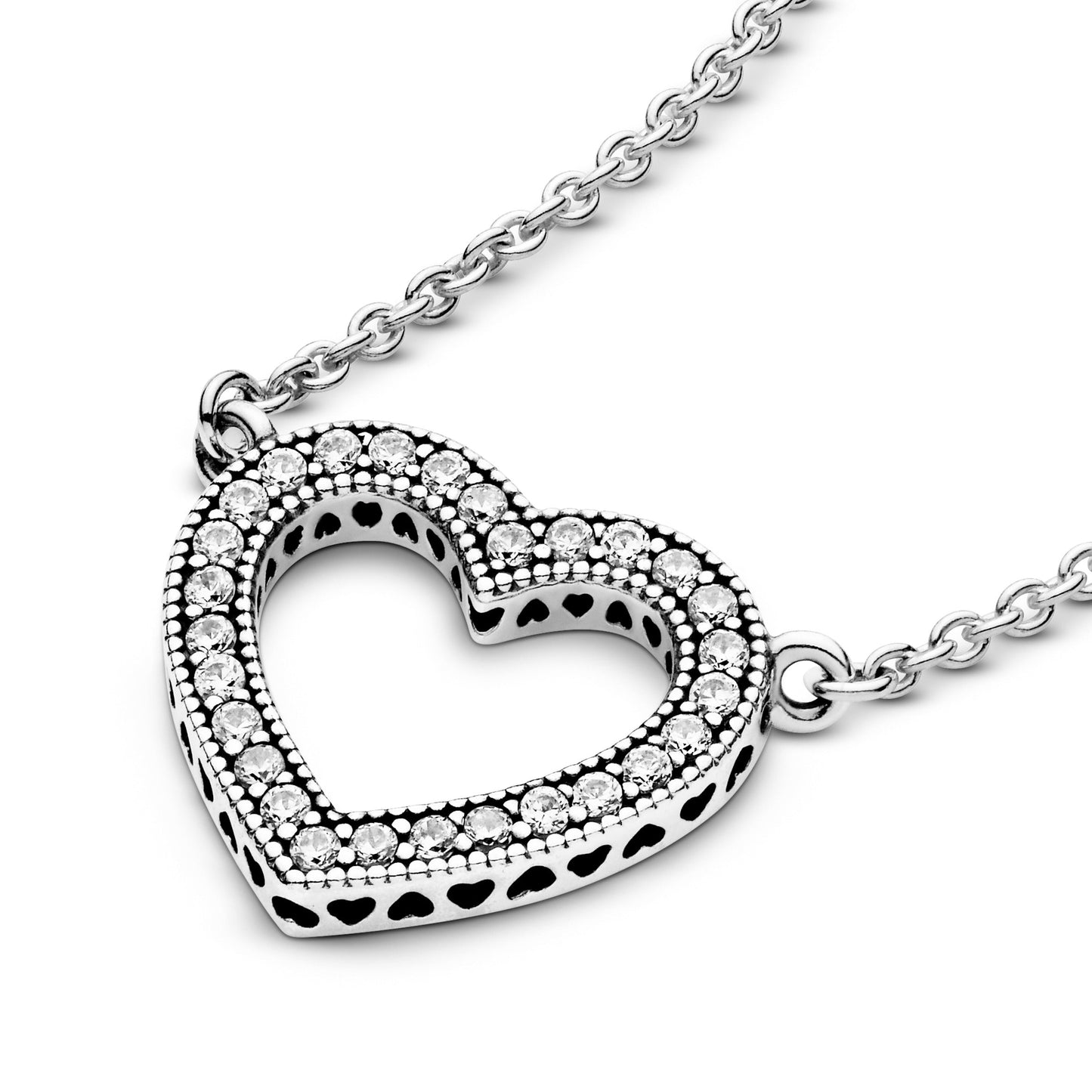 Pandora Sparkling Open Heart Necklace