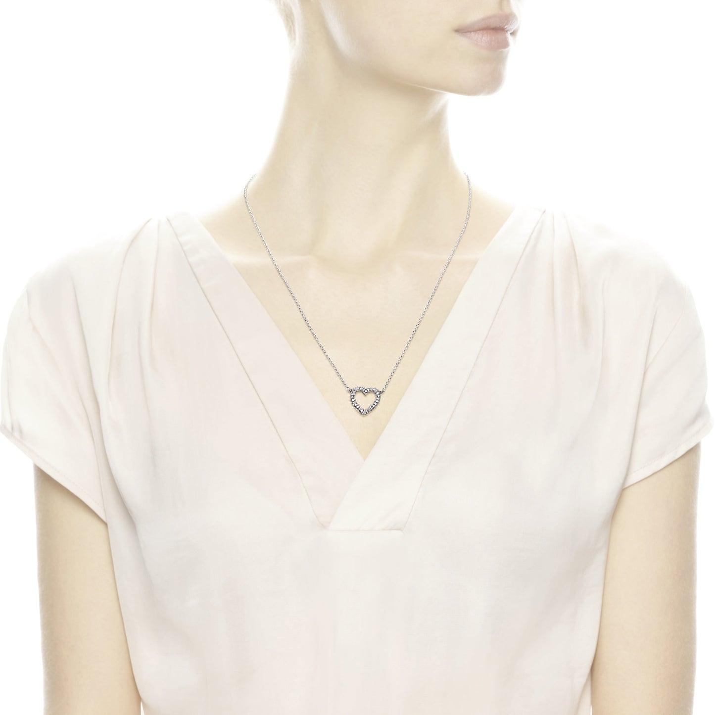 Pandora Sparkling Open Heart Necklace