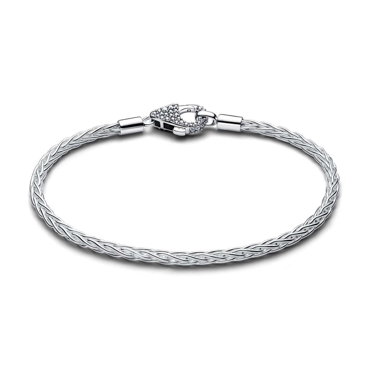 Pandora Pave Clasp Foxtail Chain Charm Bracelet