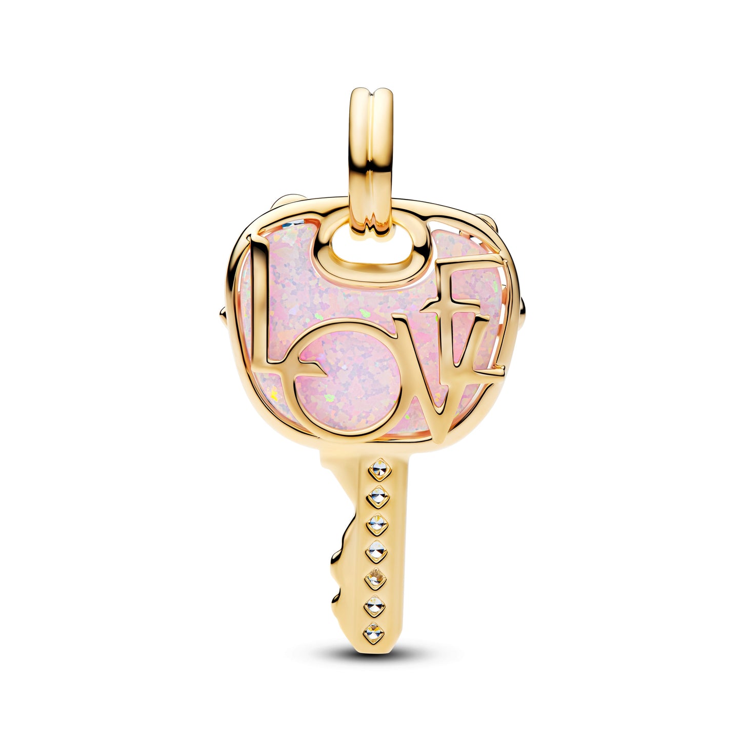 Pandora Opalescent Pink Love Key Large Dangle Charm