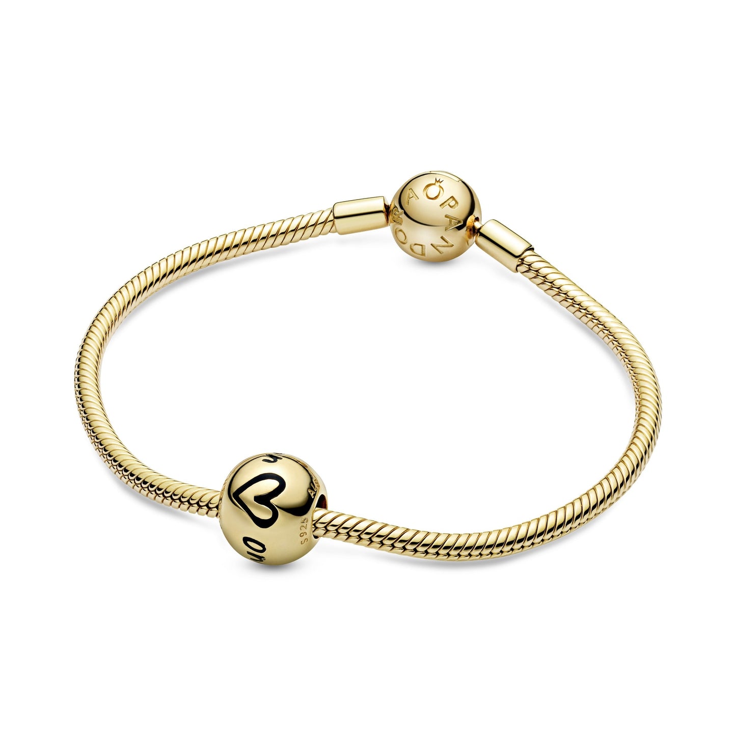 Pandora Polished Script & Heart Charm