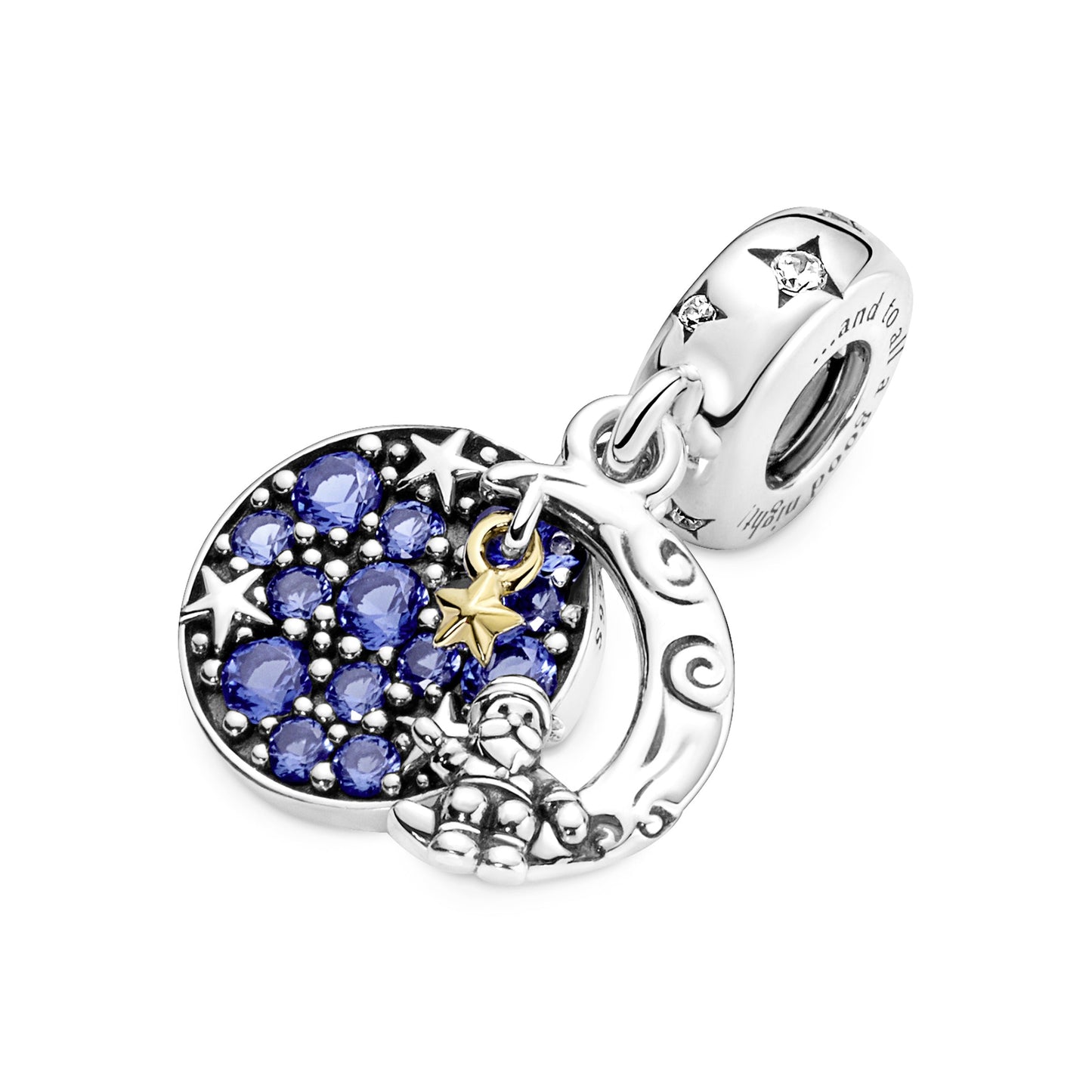 Pandora Santa Claus On The Moon Double Dangle Charm