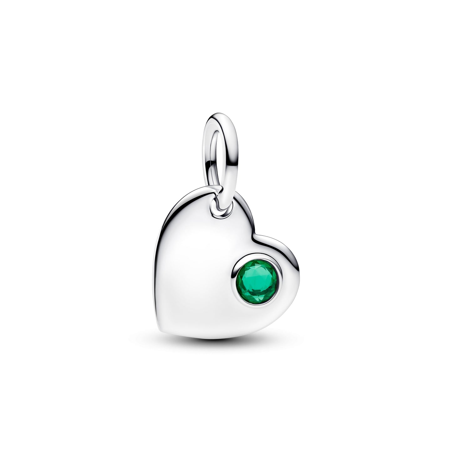 Pandora May Engravable Heart Green Stone Dangle Charm