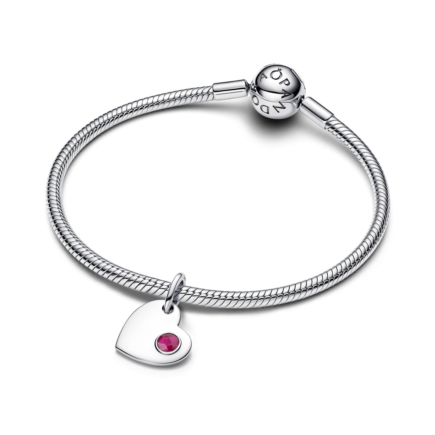 Pandora July Engravable Heart True Red Stone Dangle Charm