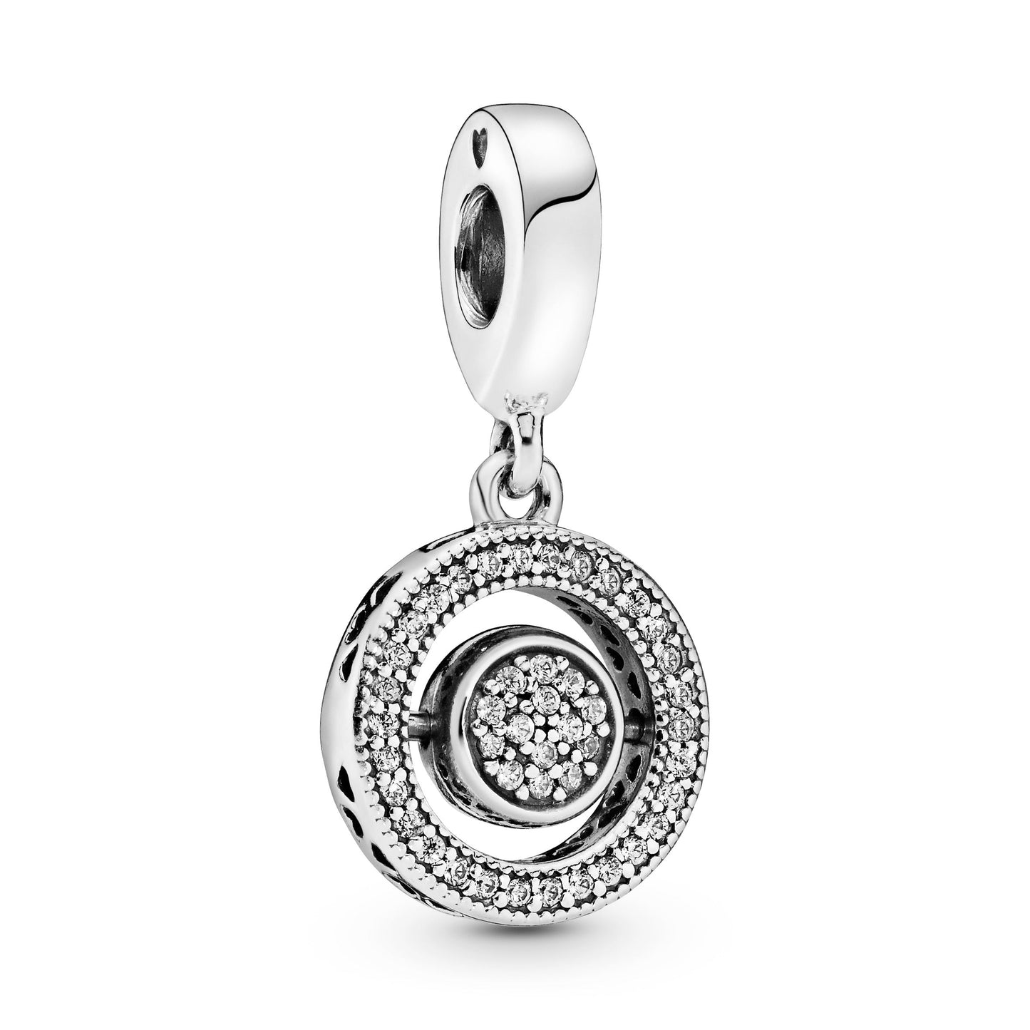 Pandora Spinning Pandora Logo & Pave Dangle