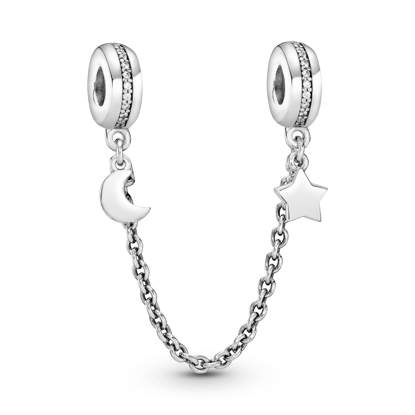 Pandora Half Moon & Star Safety Chain Charm