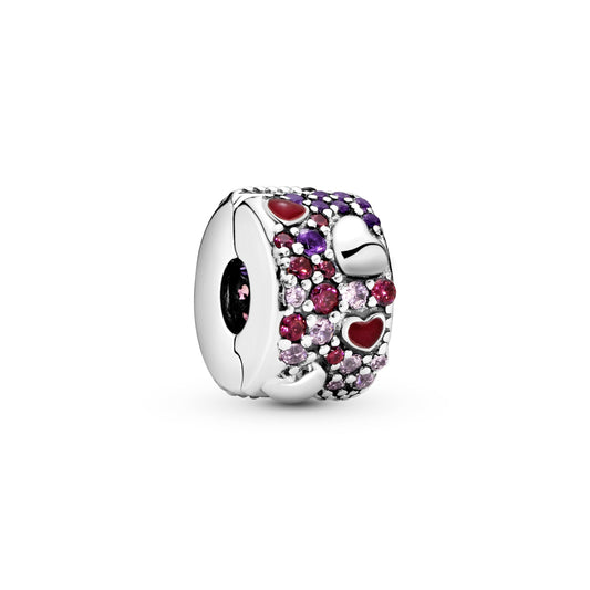 Pandora Asymmetrical Hearts Pave Clip Charm