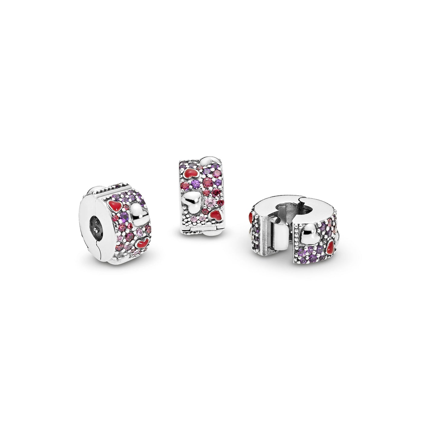Pandora Asymmetrical Hearts Pave Clip Charm