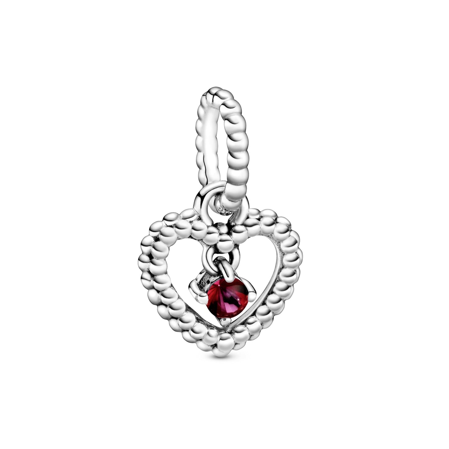 Pandora Blazing Red Beaded Heart Dangle Charm