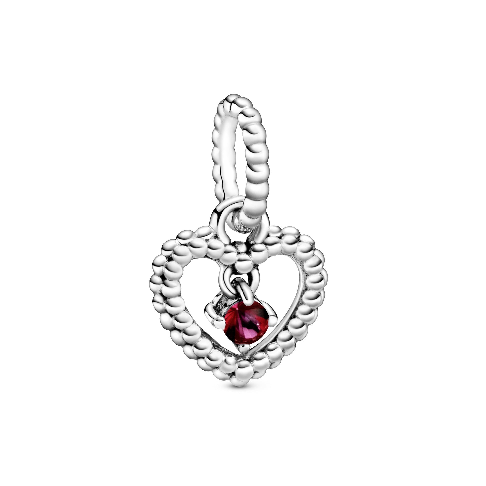 Pandora Blazing Red Beaded Heart Dangle Charm