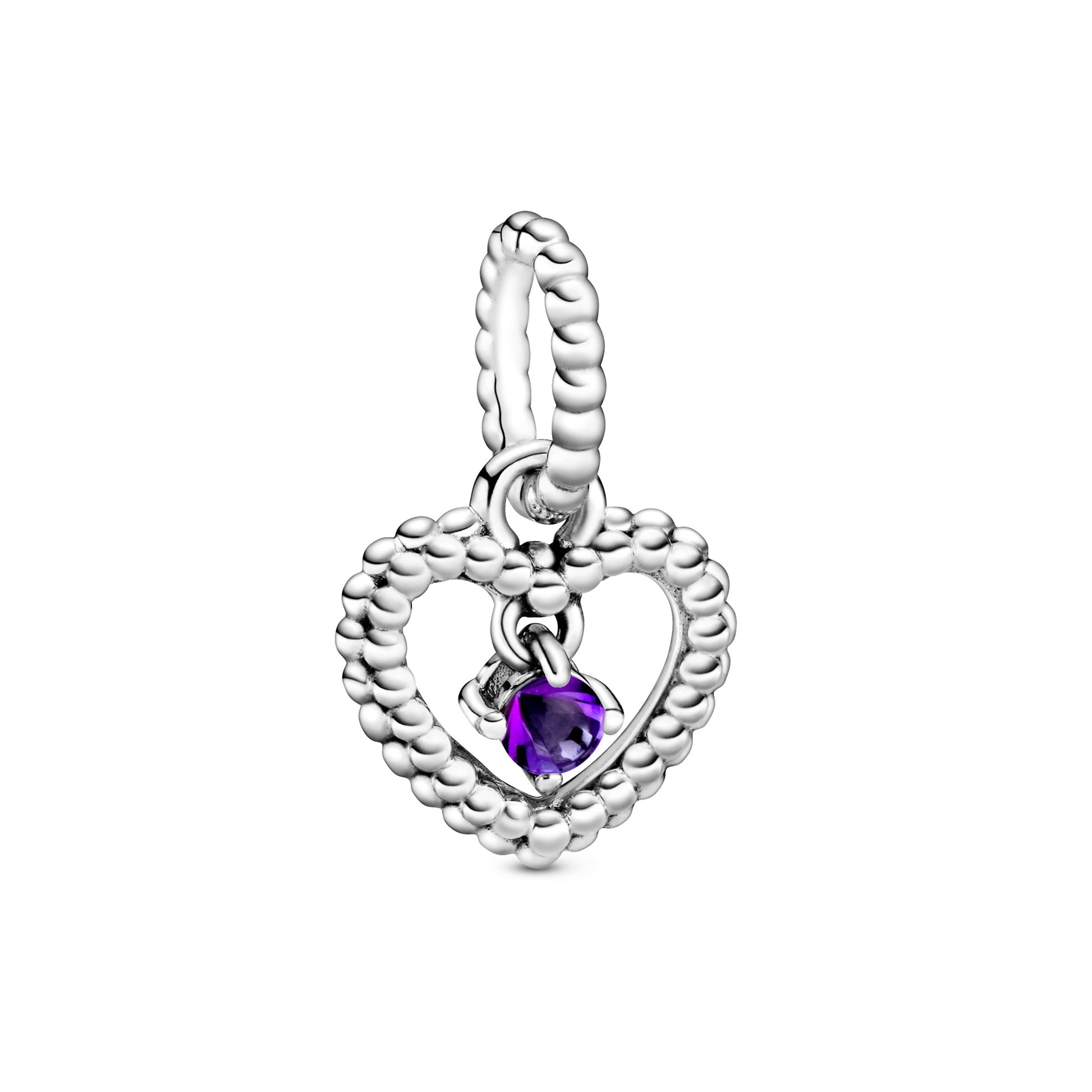 Pandora Purple Beaded Heart Dangle Charm