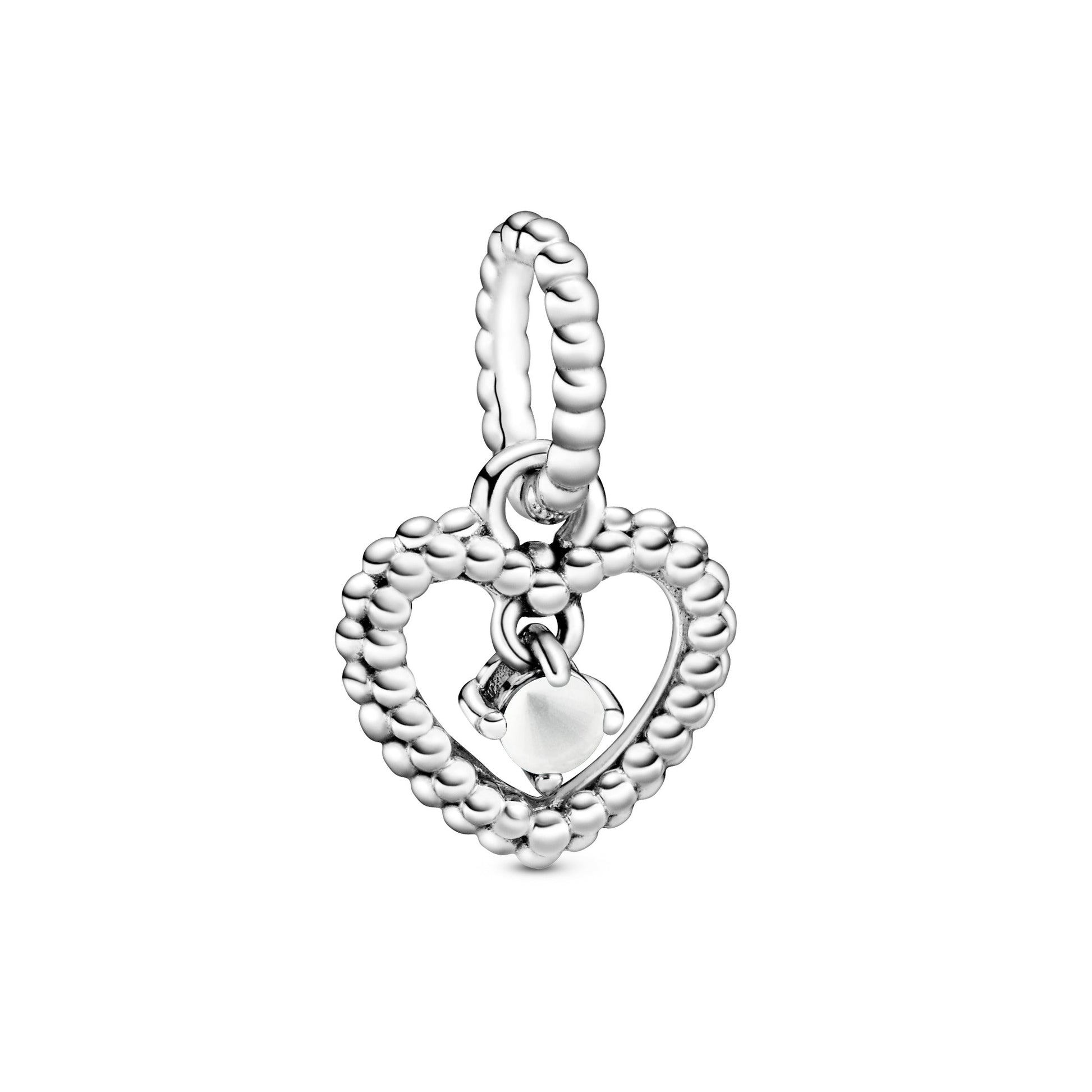 Pandora Milky White Beaded Heart Dangle Charm