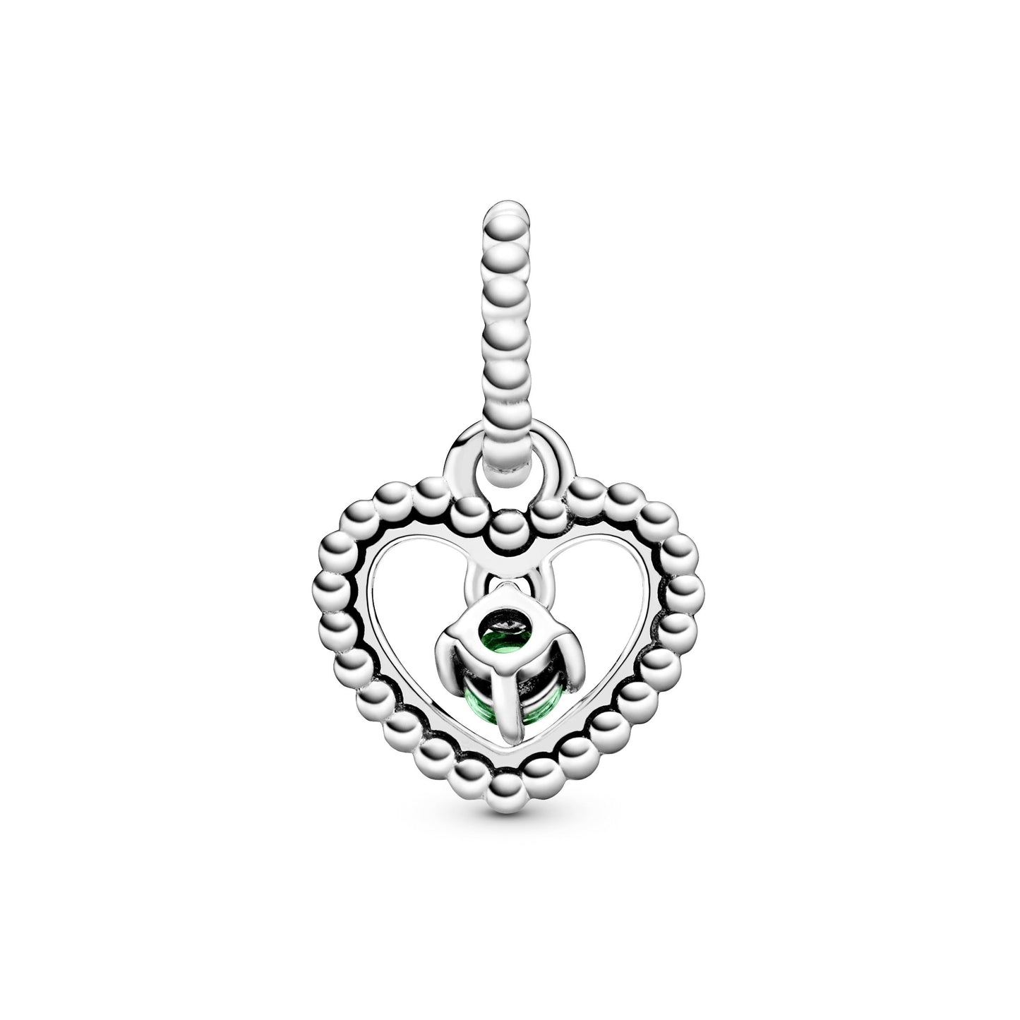Pandora Rainforest Green Beaded Heart Dangle Charm
