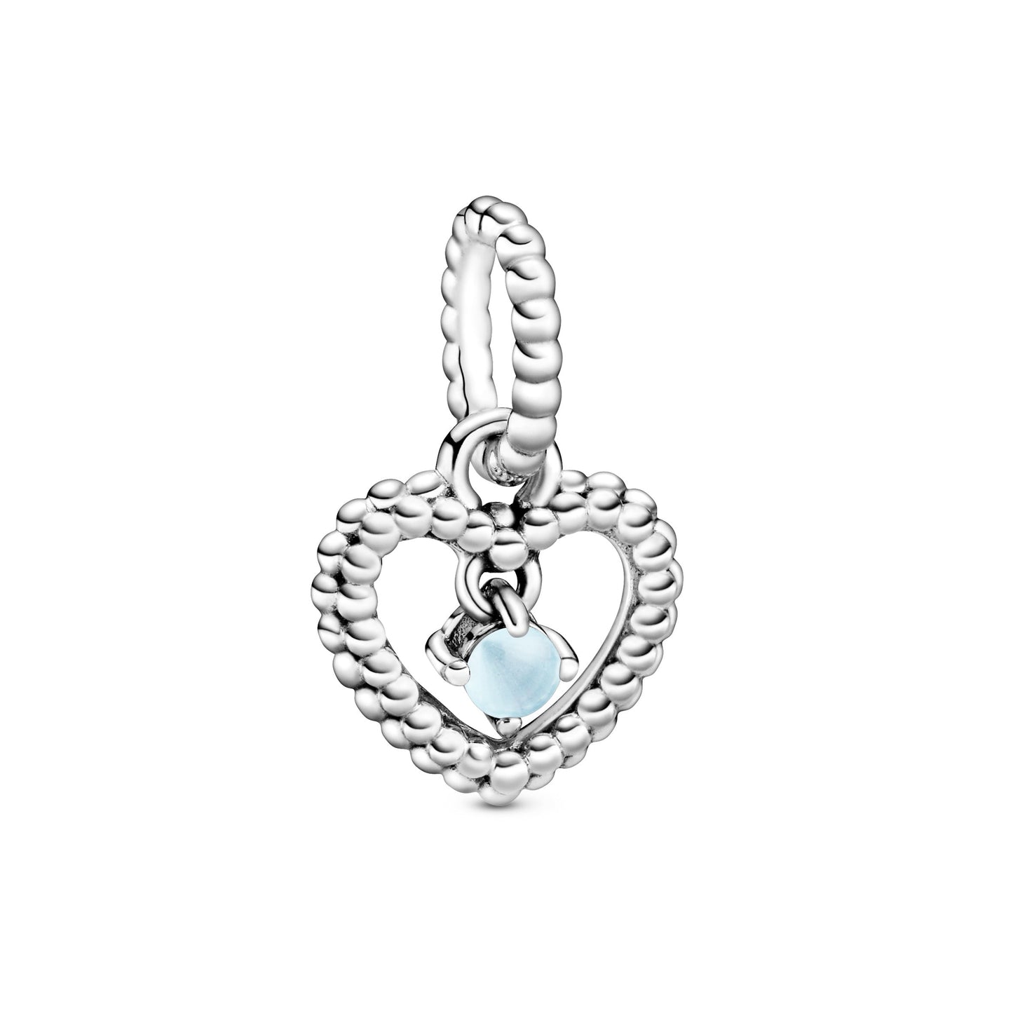 Pandora Sky Blue Beaded Heart Dangle Charm