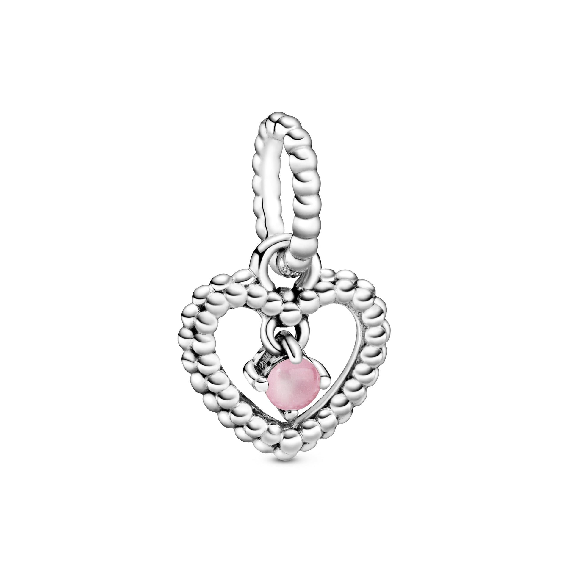 Pandora Petal Pink Beaded Heart Dangle Charm