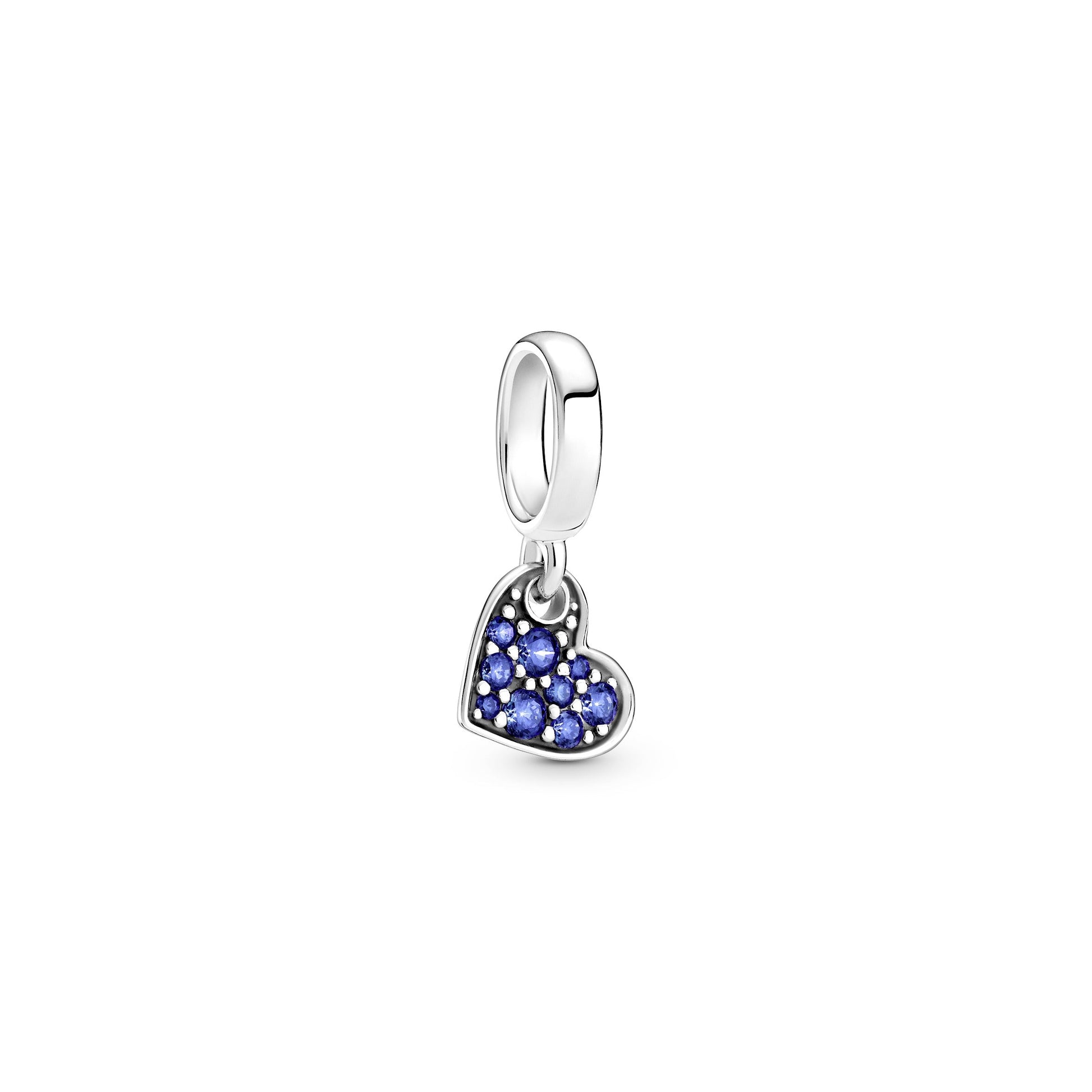 Pandora Stellar Blue Pave Tilted Heart Dangle Charm