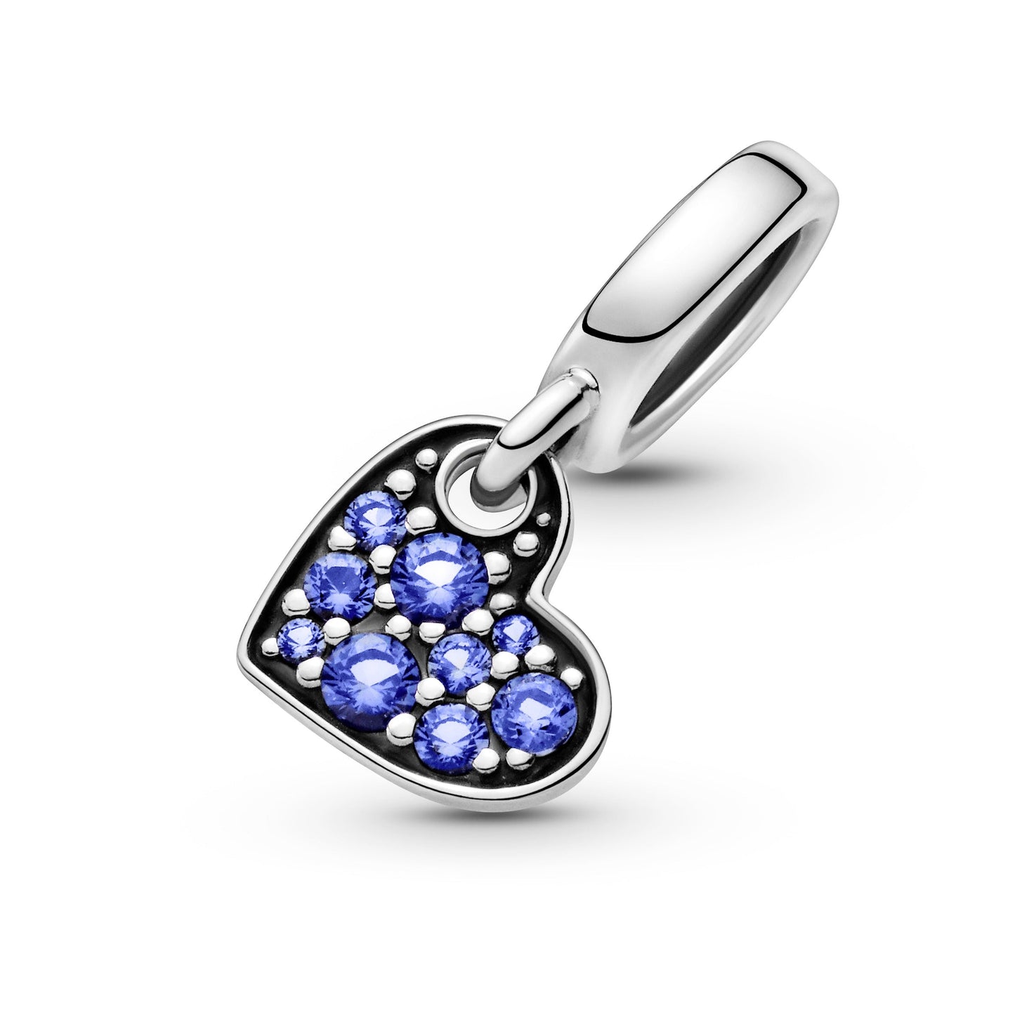 Pandora Stellar Blue Pave Tilted Heart Dangle Charm
