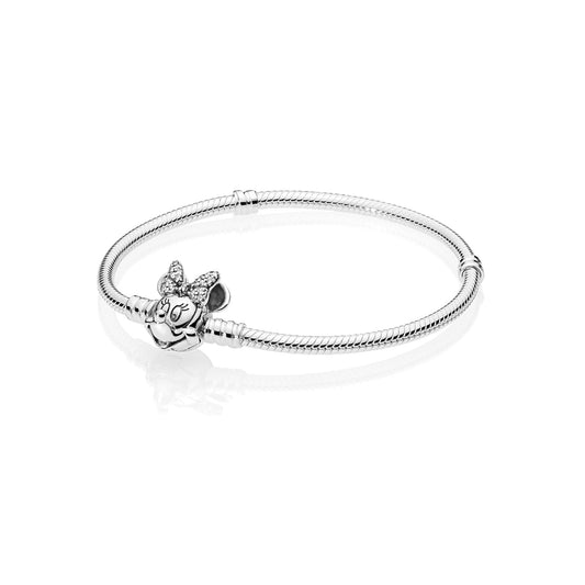 Pandora Disney Pandora Moments Pave Minnie Mouse Clasp Snake Chain Bracelet