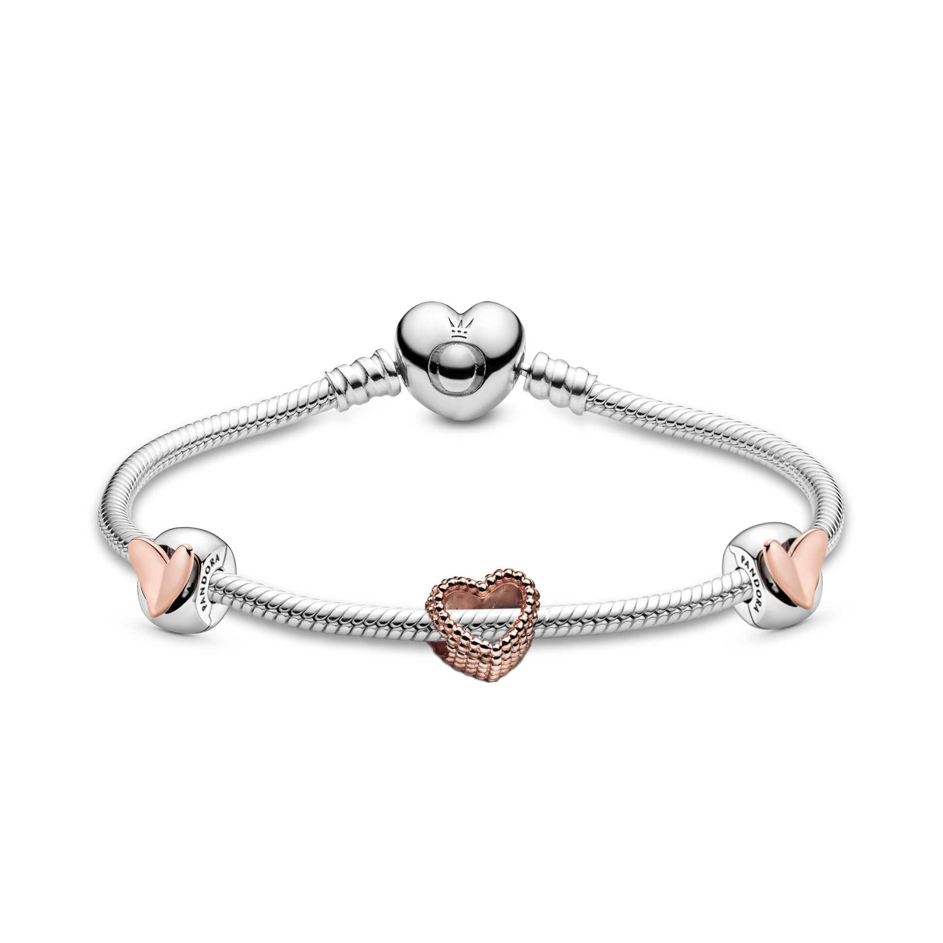 Pandora Love Hearts Bracelet and Charms Bundle Set